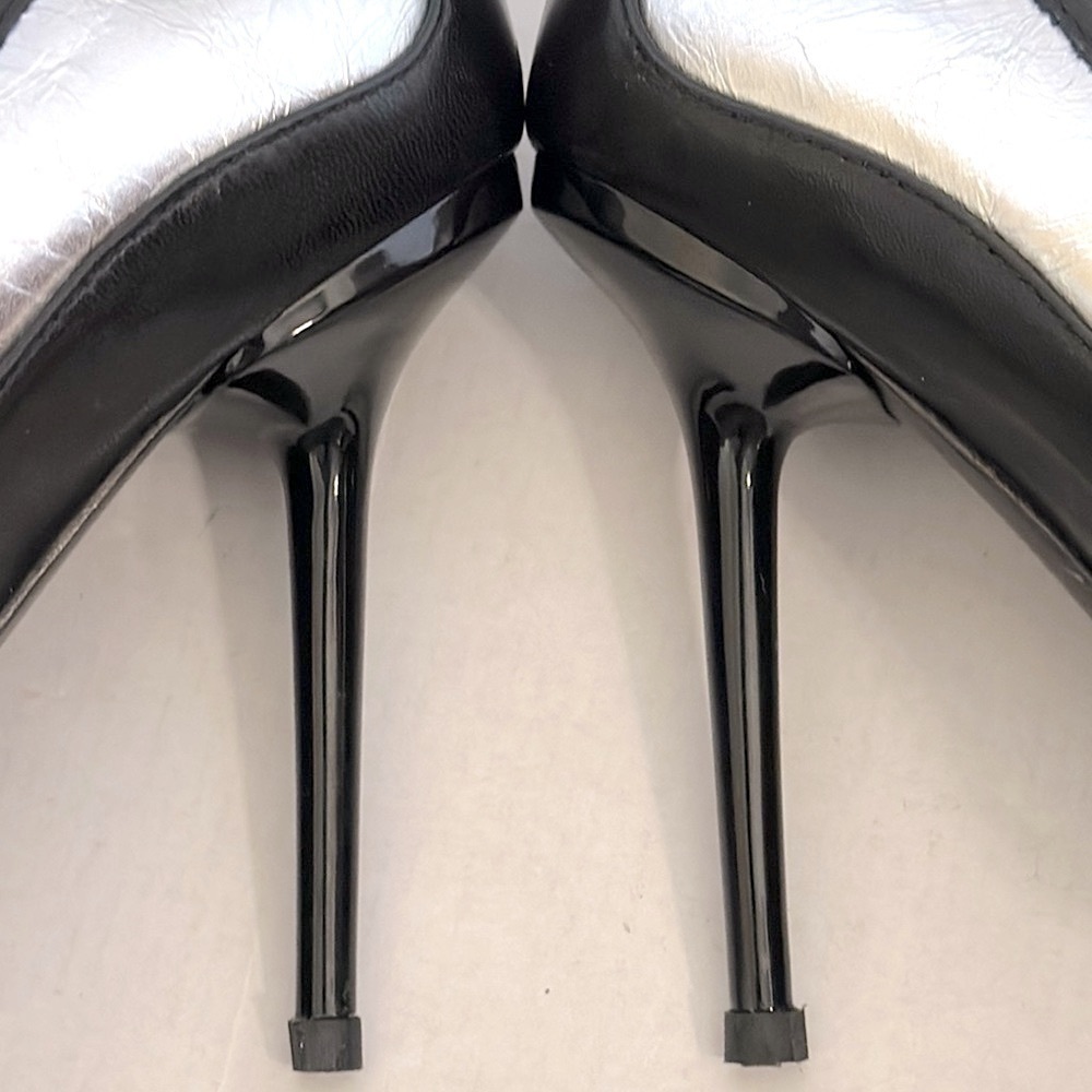 L.A.M.B. WOMEN'S CLASSIC SILVER & BLACK BETHEL LEATHER PUMPS US WOMEN'S SIZE 7.5 - Picture 13 of 13
